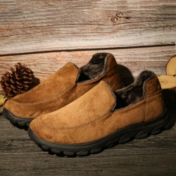 Men Warm Plus Lining Soft Sole Slip On Comfy Casual Boots