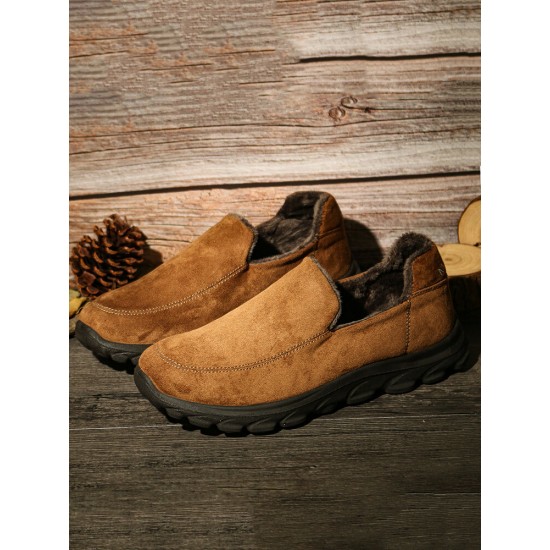 Men Warm Plus Lining Soft Sole Slip On Comfy Casual Boots