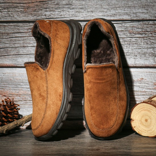 Men Warm Plus Lining Soft Sole Slip On Comfy Casual Boots