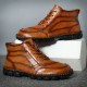 Men Cow Leather Non Slip Hand Stitching Casual Outdoor Boots