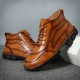 Men Cow Leather Non Slip Hand Stitching Casual Outdoor Boots