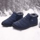 Men Waterproof Warm Fur Lining Letter Slip On Ankle Boots