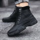 Men Stylish Microfiber Leather Lace Up Casual Ankle Boots