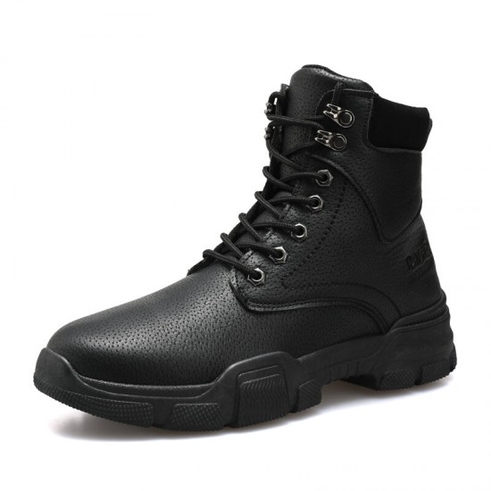 Men Stylish Microfiber Leather Lace Up Casual Ankle Boots