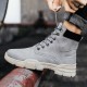 Men Stylish Microfiber Leather Lace Up Casual Ankle Boots