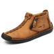 Men Hand Stitching Leather Non Slip Side Zipper Casual Boots