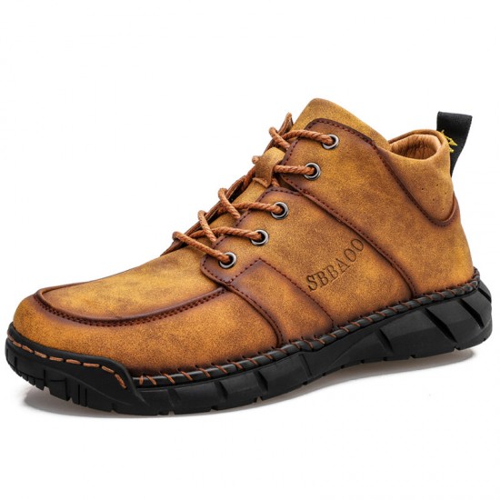 Men Microfiber Leather Non Slip Soft Sole Outdoor Casual Ankle Boots