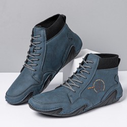 Men Soft Slip Resistant Lace Up Microfiber Leather Ankle Boots