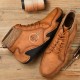 Men Soft Slip Resistant Lace Up Microfiber Leather Ankle Boots