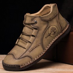 Men Vintage Hand Stitching Comfort Soft Leather Boots