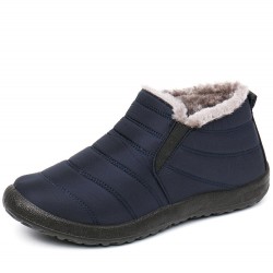 Men Waterproof Fabric Plush Lining Slip On Casual Ankle Boots