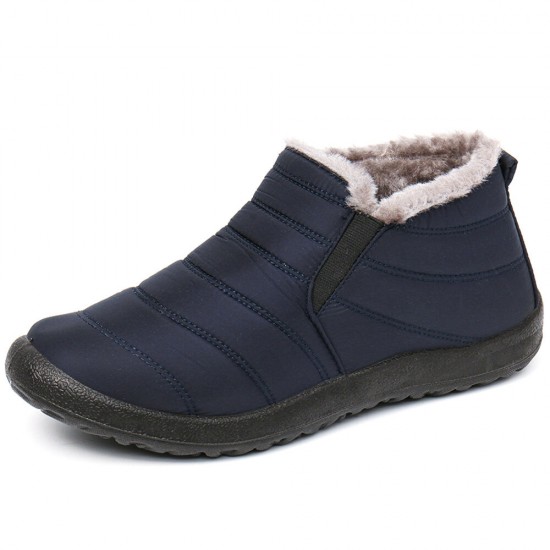 Men Waterproof Fabric Plush Lining Slip On Casual Ankle Boots