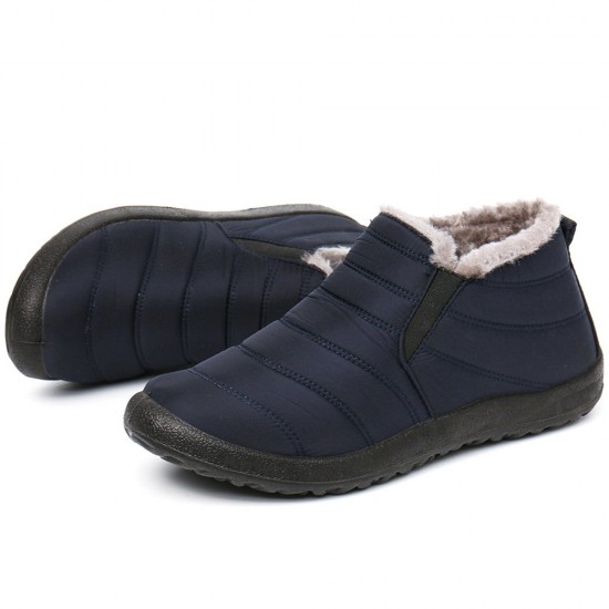 Men Waterproof Fabric Plush Lining Slip On Casual Ankle Boots