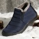 Men Waterproof Fabric Plush Lining Slip On Casual Ankle Boots