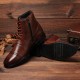 Men British Style Brogue Microfiber Leather Zipper lace Up Ankle Bootes