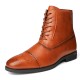 Men British Style Brogue Microfiber Leather Zipper lace Up Ankle Bootes