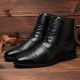 Men British Style Brogue Microfiber Leather Zipper lace Up Ankle Bootes