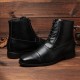 Men British Style Brogue Microfiber Leather Zipper lace Up Ankle Bootes