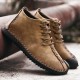 Menico Men Hand Stitching Leather Non-slip Soft Sole Warm Casual Boots