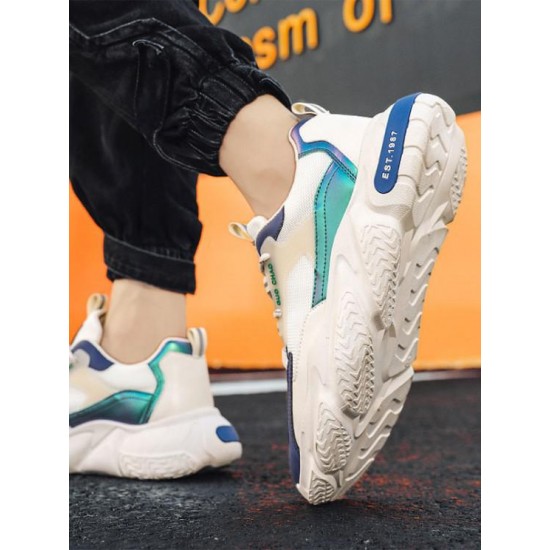 Breathable Mesh Insert Color Splicing Running Shoes