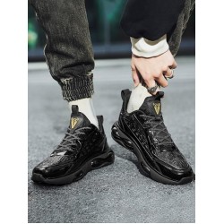 Badge Graphic Lace Up Textured Sports Sneakers