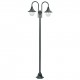 Garden Post Light E27 220 cm Aluminium 2-Lantern Dark Green