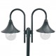 Garden Post Light E27 220 cm Aluminium 2-Lantern Dark Green