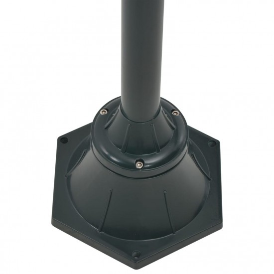 Garden Post Light E27 220 cm Aluminium 2-Lantern Dark Green