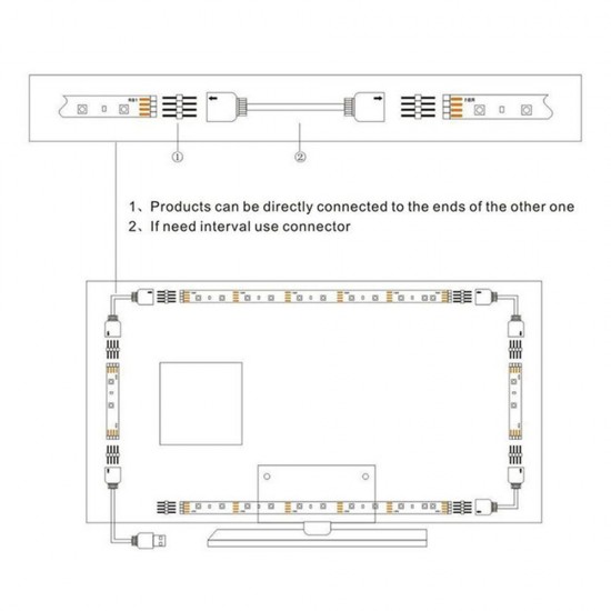 4 * 50cm USB LED Strip Lights Kit Flexible Strip Lights with Mini Remote Control Home LED Tape Strip for TV Computer Backlight