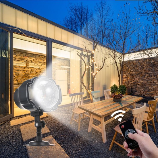 Christmas Snowflake Projector Lights Waterproof Indoor Outdoor Landscape Snow Lamp with Remote Control for Xmas Halloween Festival Party Deco