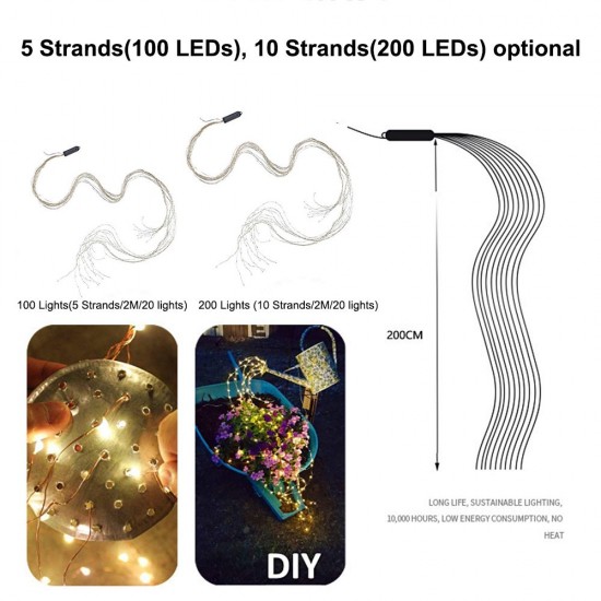 10 Strands(200 LEDs) Rope String Light Garden Decoration Outdoor Waterproof Rope String Christmas Lamp Wedding Party Tree Xmas Decoration