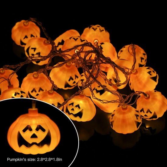 20LEDs 16.4ft Pumpkin String Light Lamp for Halloween Christmas Party Festival Decoration