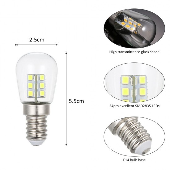 AC220V LED Mini Refrigerator Light Fridge Lamp E14 Bulb Base Socket Holder SMD2835