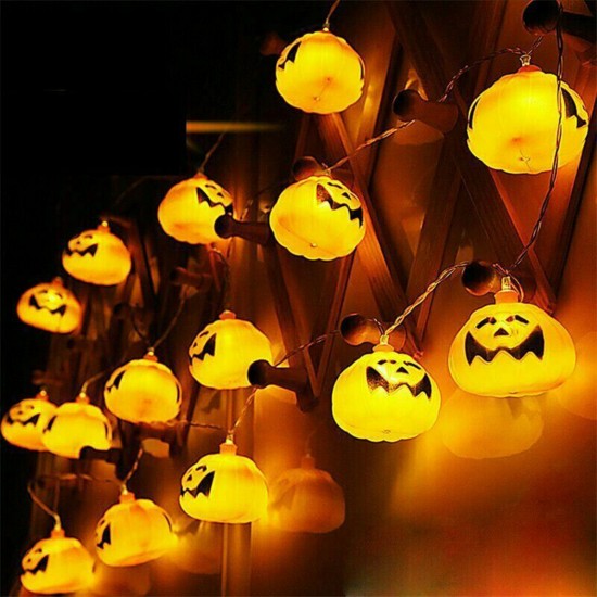 1.5m H-alloween 10 LEDs Pump-kin String Lights Lovely Mini Lantern Lamp Home Party Christmas Decors