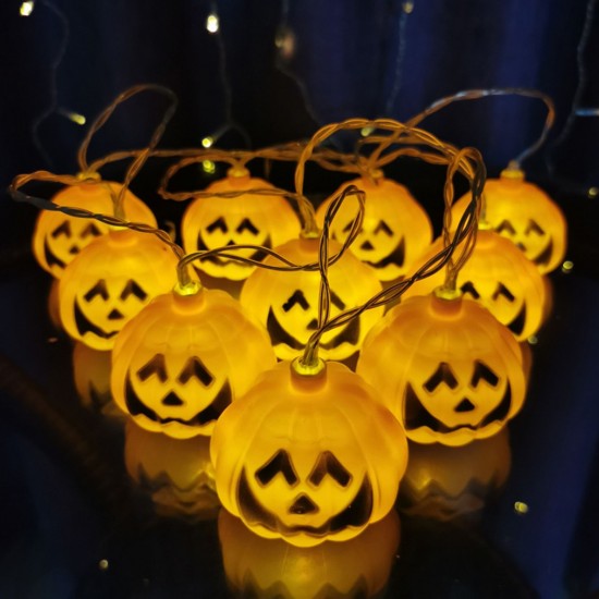 1.5m H-alloween 10 LEDs Pump-kin String Lights Lovely Mini Lantern Lamp Home Party Christmas Decors