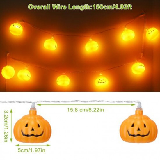 1.5m H-alloween 10 LEDs Pump-kin String Lights Lovely Mini Lantern Lamp Home Party Christmas Decors