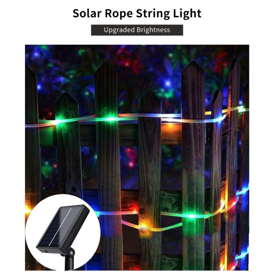 Leds Solar Rope Lights Outdoor 8 Modes Waterproof Tube Lamp with Touching Switch for Garden Yard Fence Walkway Festival Party