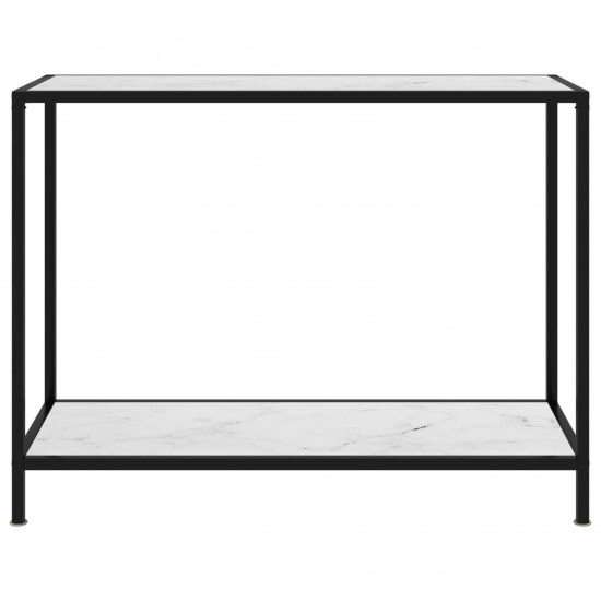 Console Table White 100x35x75 cm Tempered Glass