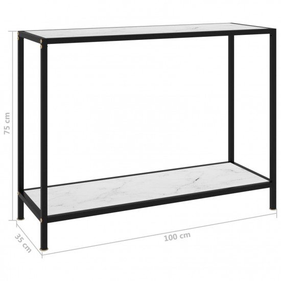 Console Table White 100x35x75 cm Tempered Glass