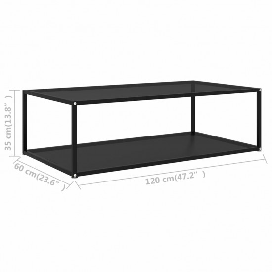   Coffee Table Black 120x60x35 cm Tempered Glass