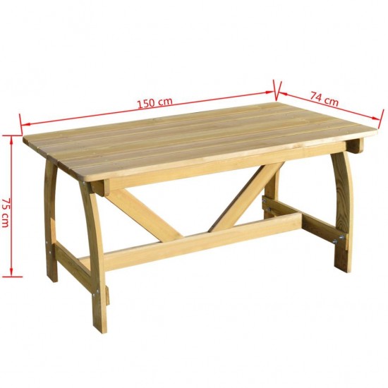  Garden Table 150x74x75 cm Impregnated Pinewood