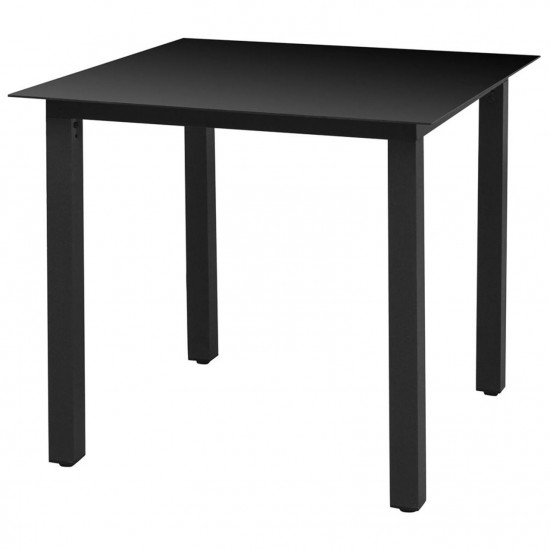  Garden Table Black 80x80x74 cm Aluminium and Glass