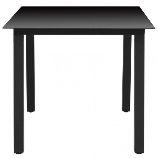  Garden Table Black 80x80x74 cm Aluminium and Glass