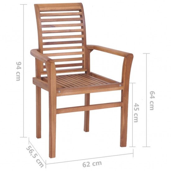 Stacking Dining Chairs 2 pcs Solid Teak