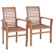 Stacking Dining Chairs 2 pcs Solid Teak