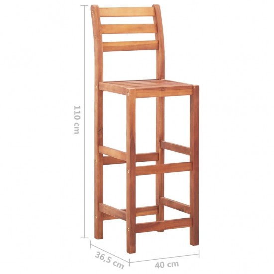 Bar Chairs 2 pcs Solid Acacia Wood