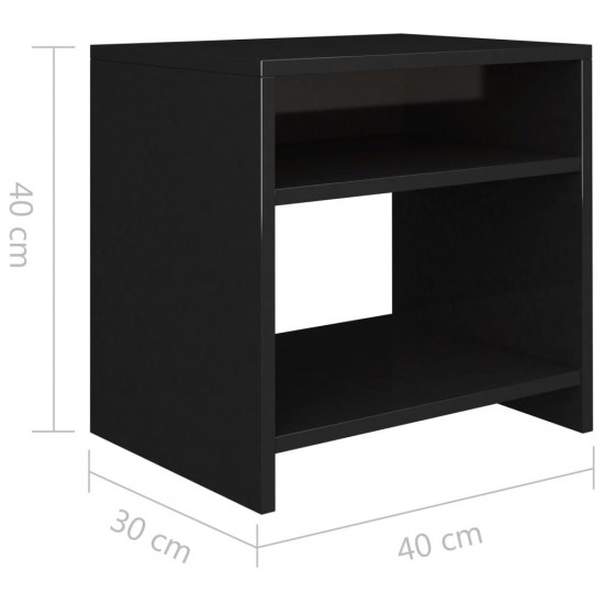 Bedside Cabinet High Gloss Black 40x30x40 cm Chipboard