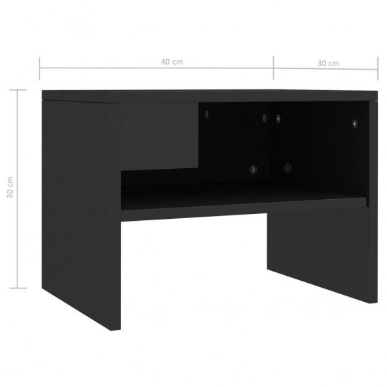 Bedside Cabinet High Gloss Black 40x30x30 cm Chipboard