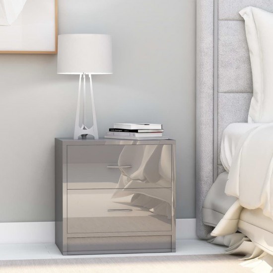 Bedside Cabinet High Gloss Grey 40x30x40 cm Chipboard