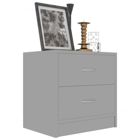 Bedside Cabinet High Gloss Grey 40x30x40 cm Chipboard